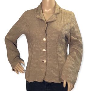 Tianello Beige Blazer With Frayed Seams Styling XS